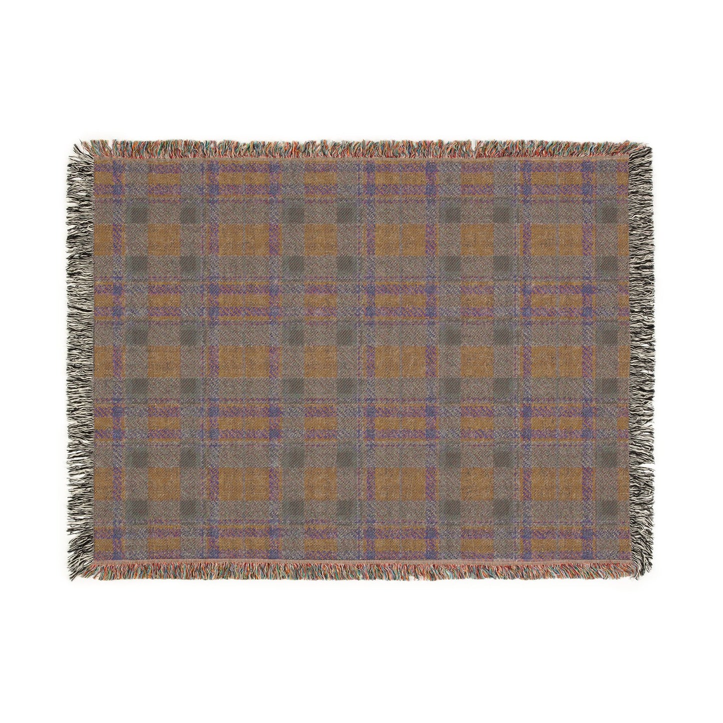 Beach House Blues Tartan Plaid Woven Throw Blanket