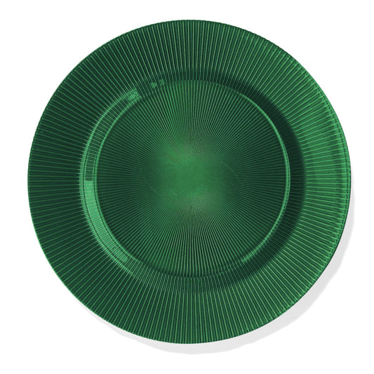 Sunray Emerald Glass Charger Plates 4-Piece Set
