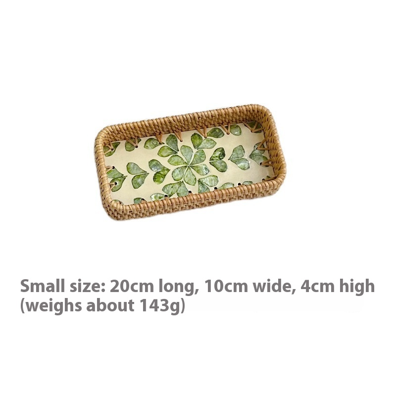Rattan Mother of Pearl Rectangular Tray