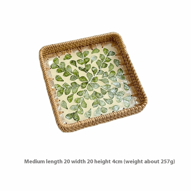 Rattan Mother of Pearl Rectangular Tray