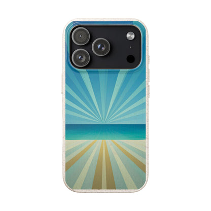 Eco Beach Phone Case — Biodegradable Sunset Rays Design