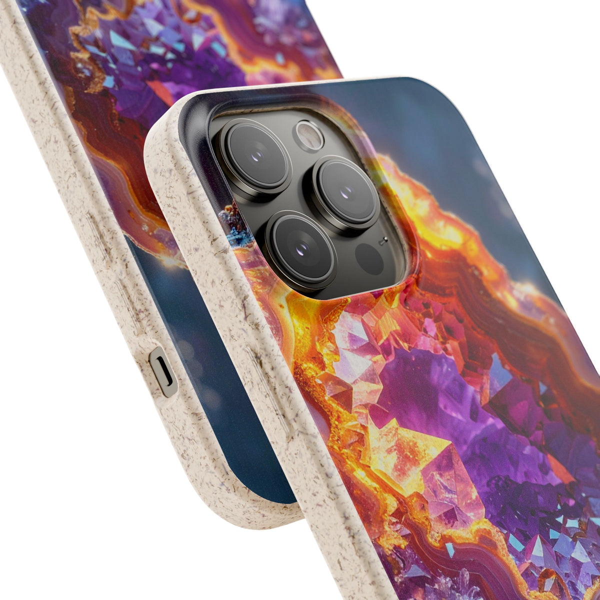 Geode Crystal Biodegradable Phone Case — Eco-Friendly Gemstone Art for iPhone