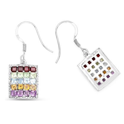 Multi Stone .925 Sterling Silver Earrings