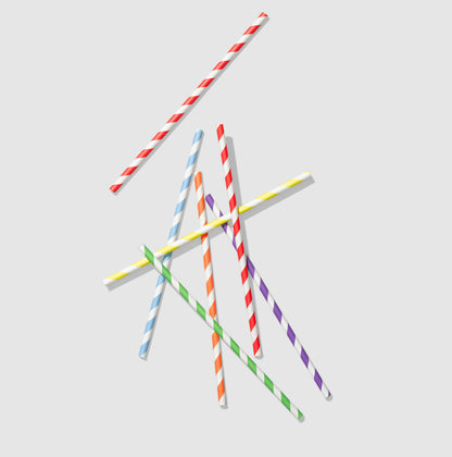 Rainbow color striped paper drinking straws