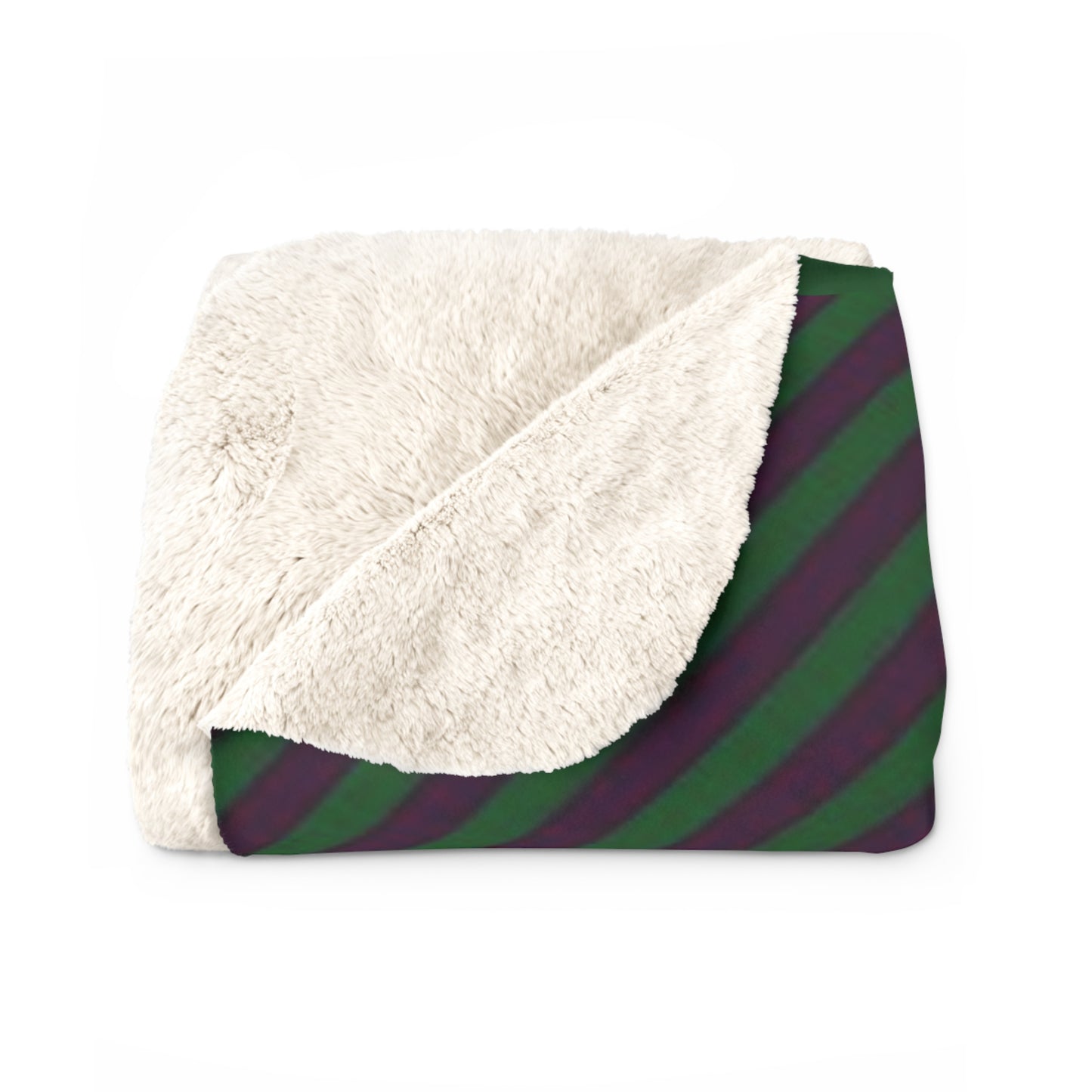 Plaid Sherpa Fleece Blanket — Cozy Green & Purple Tartan Throw Blanket