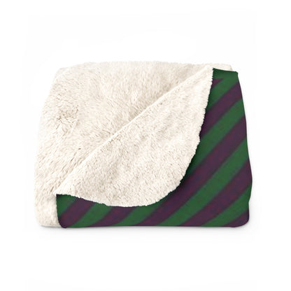 Plaid Sherpa Fleece Blanket — Cozy Green & Purple Tartan Throw Blanket