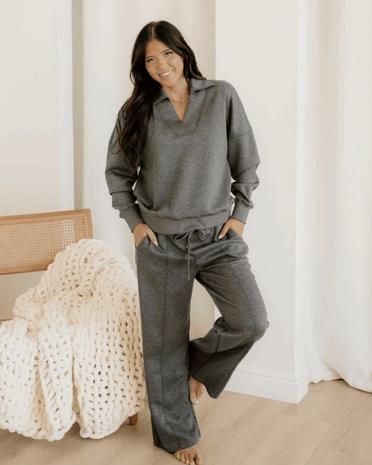 Sylvie Collared V Neck Pullover Sweatshirt Sweatpants Set