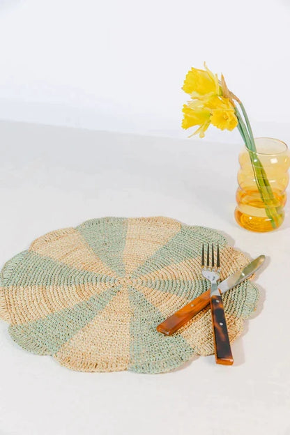 Pinwheel Blue Raffia Placemat