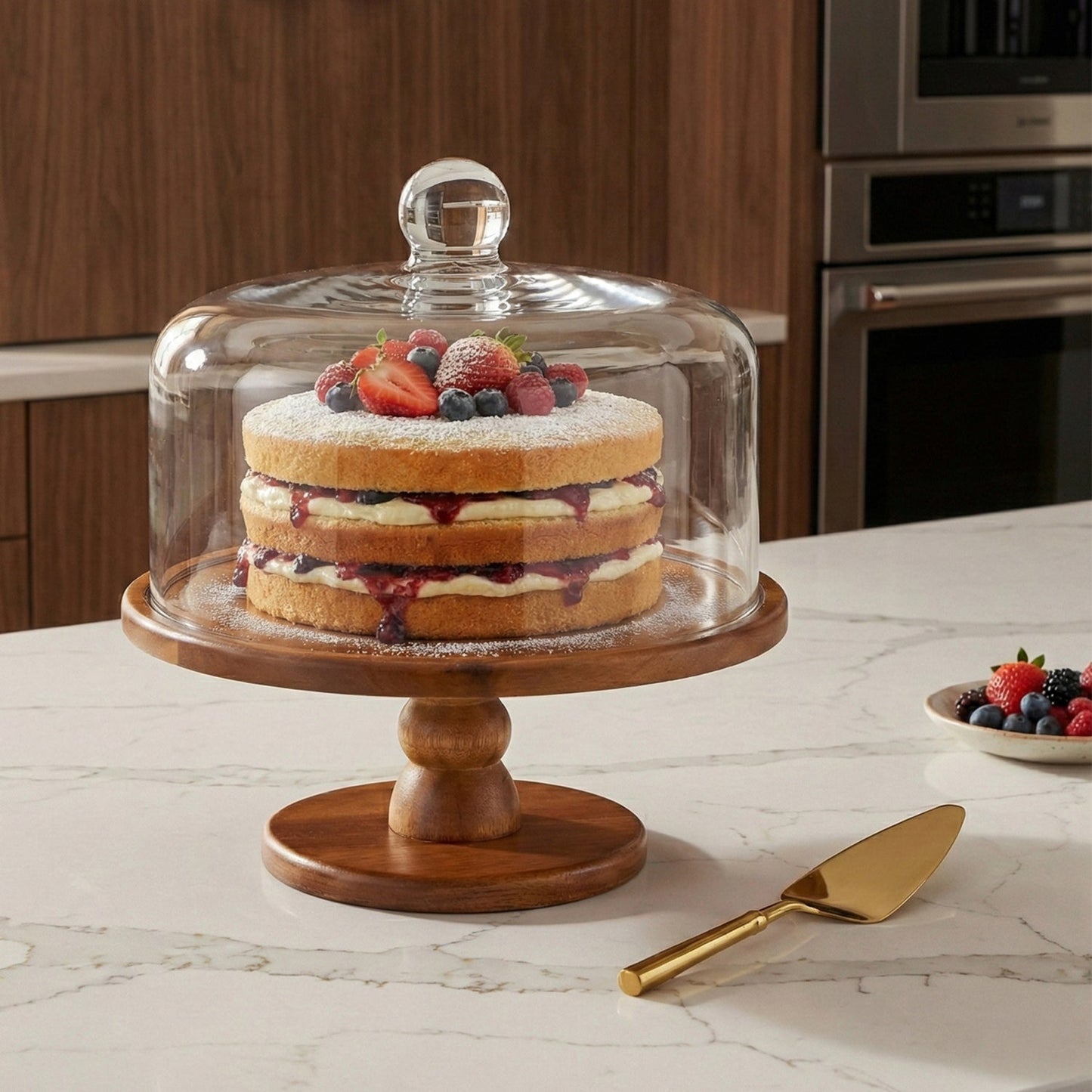 Madera Pedestal Cake Plate 9", Party Cake Display/Cake Stand