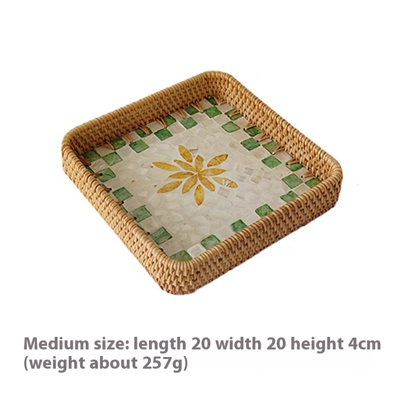 Rattan Mother of Pearl Rectangular Tray