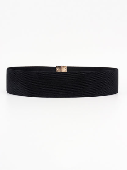 Black belt with a gold buckle on a white background