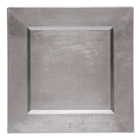 Silver Square Charger Plates, Set of 12