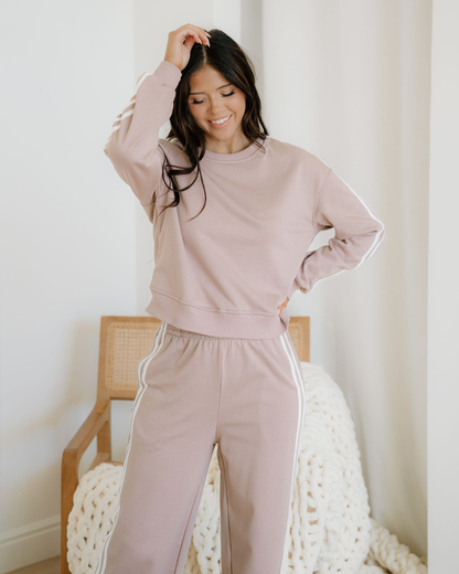 Indie & Co. Varsity Pullover Wide Leg Pants 2pcs Outfit