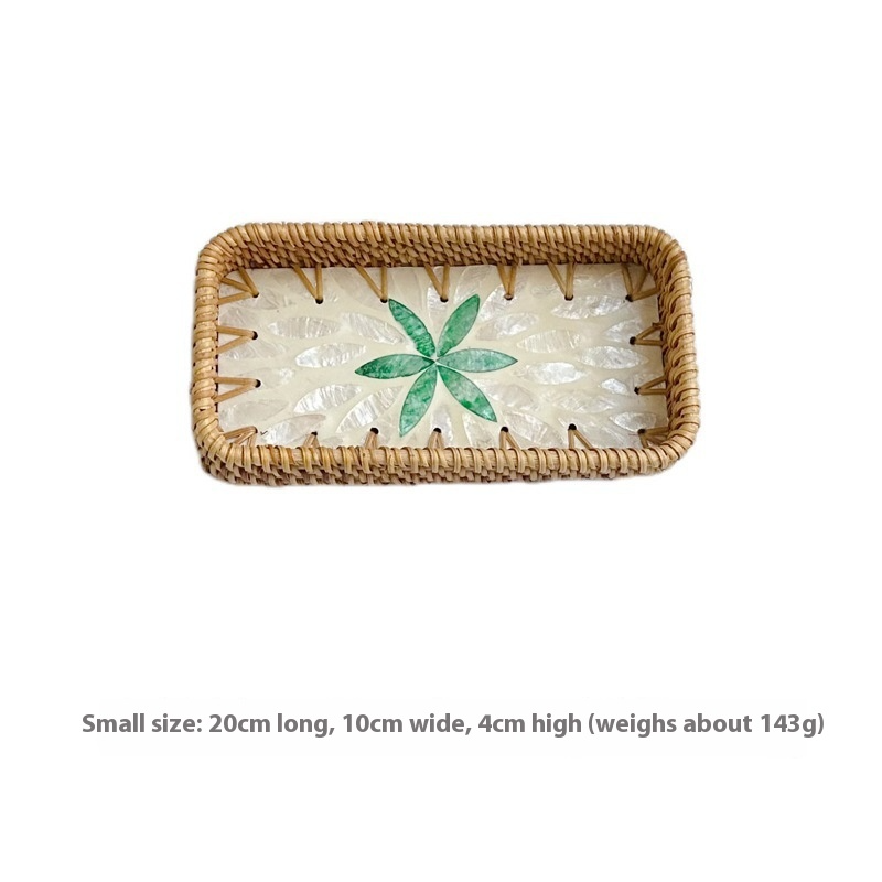 Rattan Mother of Pearl Rectangular Tray