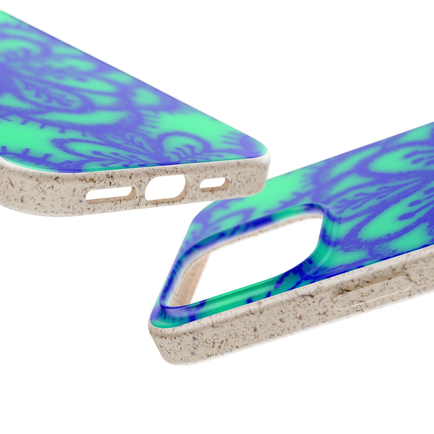 Biodegradable Phone Case — Blue Green Floral Mandala Eco-Friendly iPhone Cover