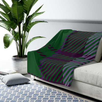 Plaid Sherpa Fleece Blanket — Cozy Green & Purple Tartan Throw Blanket