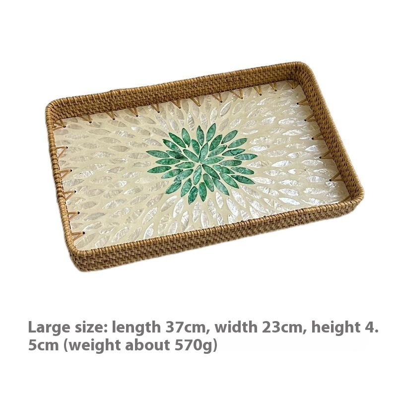 Rattan Mother of Pearl Rectangular Tray
