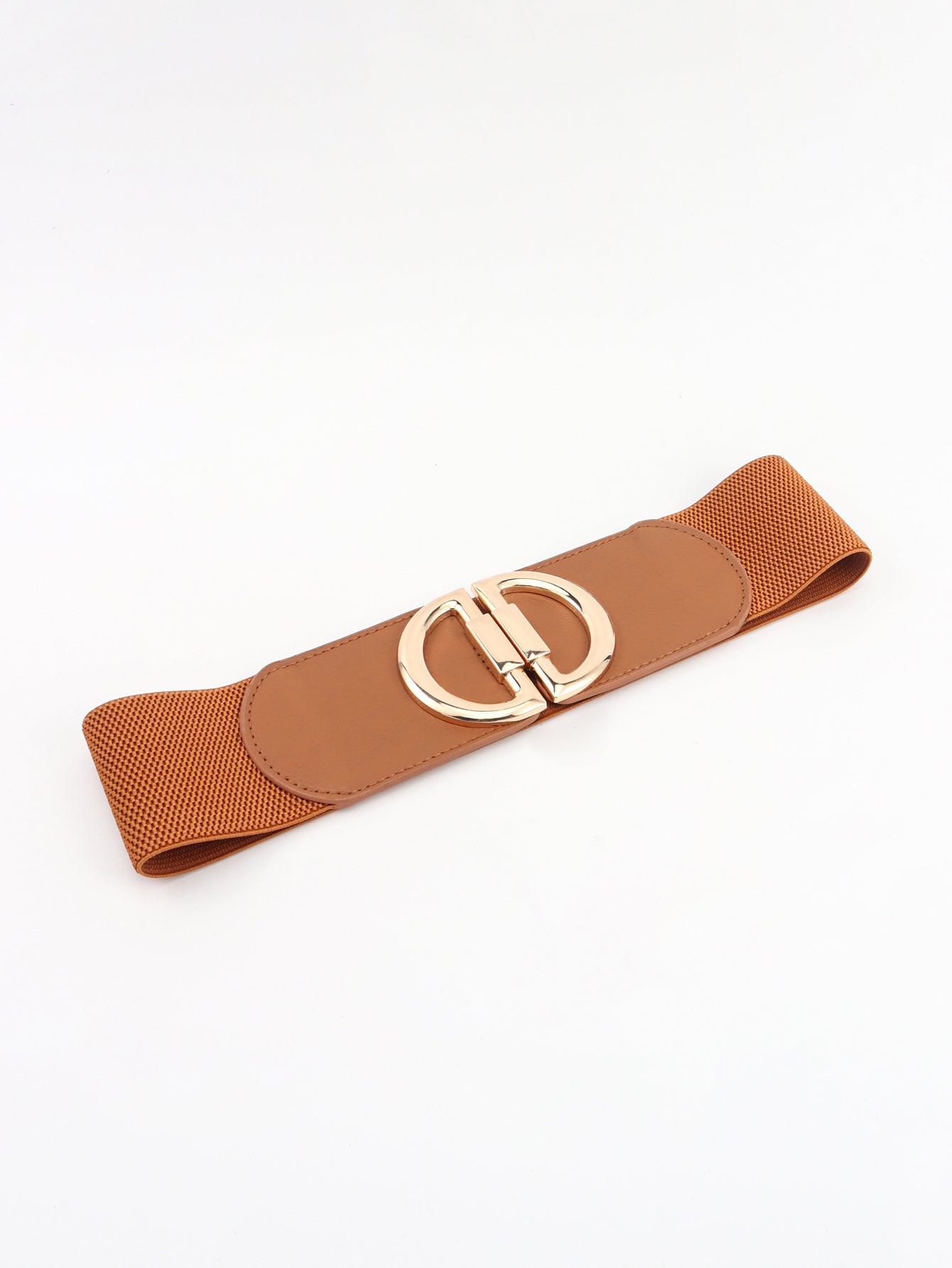 Brown belt with a gold buckle on a white background