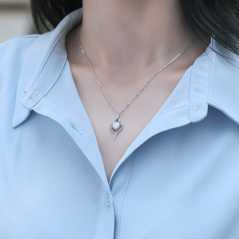 Elegant Crystal Teardrop Pendant Necklace | Sterling Silver