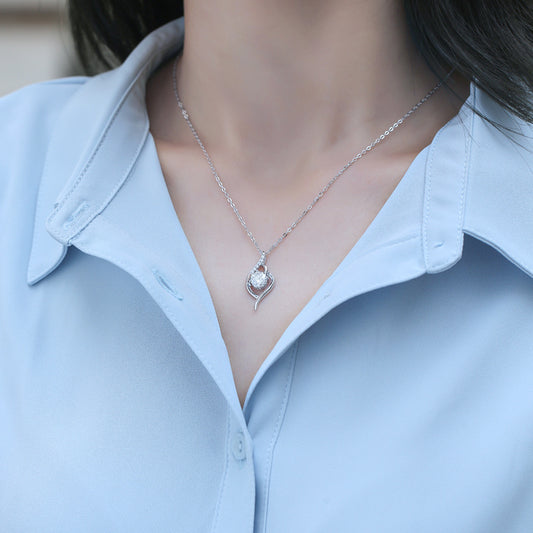 Elegant Crystal Teardrop Pendant Necklace | Sterling Silver