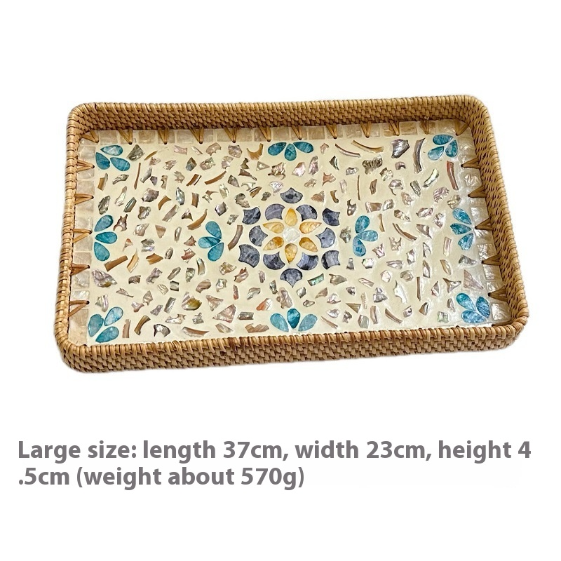 Rattan Mother of Pearl Rectangular Tray