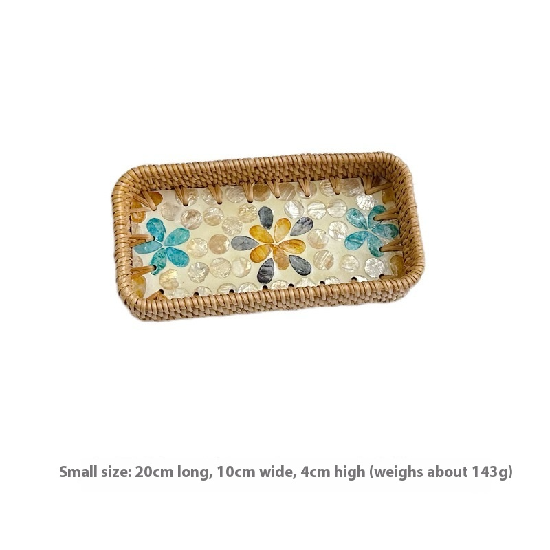 Rattan Mother of Pearl Rectangular Tray