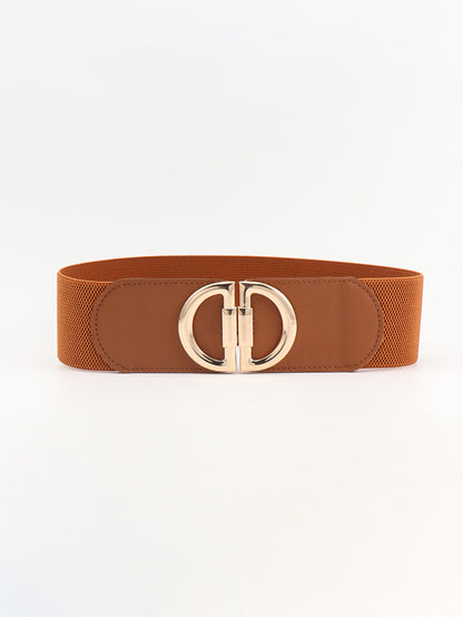 Brown belt with a gold buckle on a white background