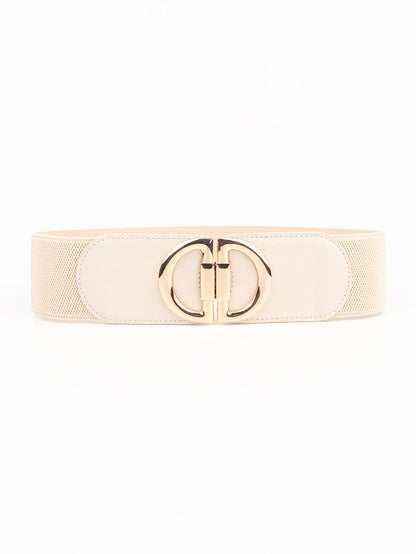 Beige belt with a gold buckle on a white background