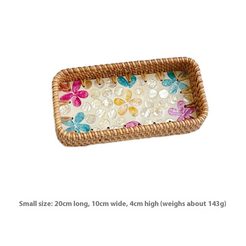 Rattan Mother of Pearl Rectangular Tray