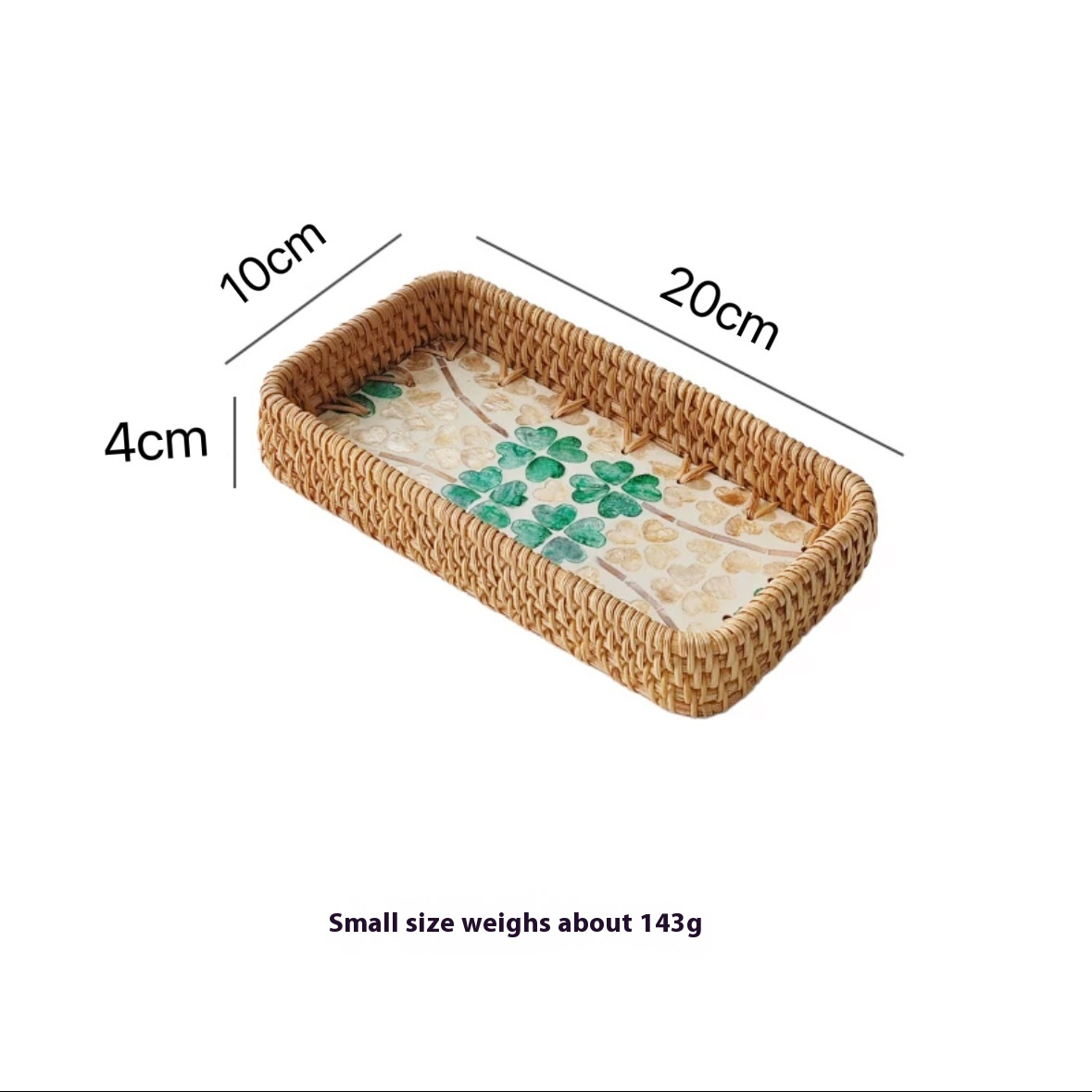 Rattan Mother of Pearl Rectangular Tray