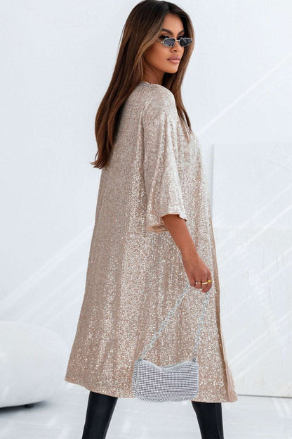 Sequin Open Front Duster Cardigan