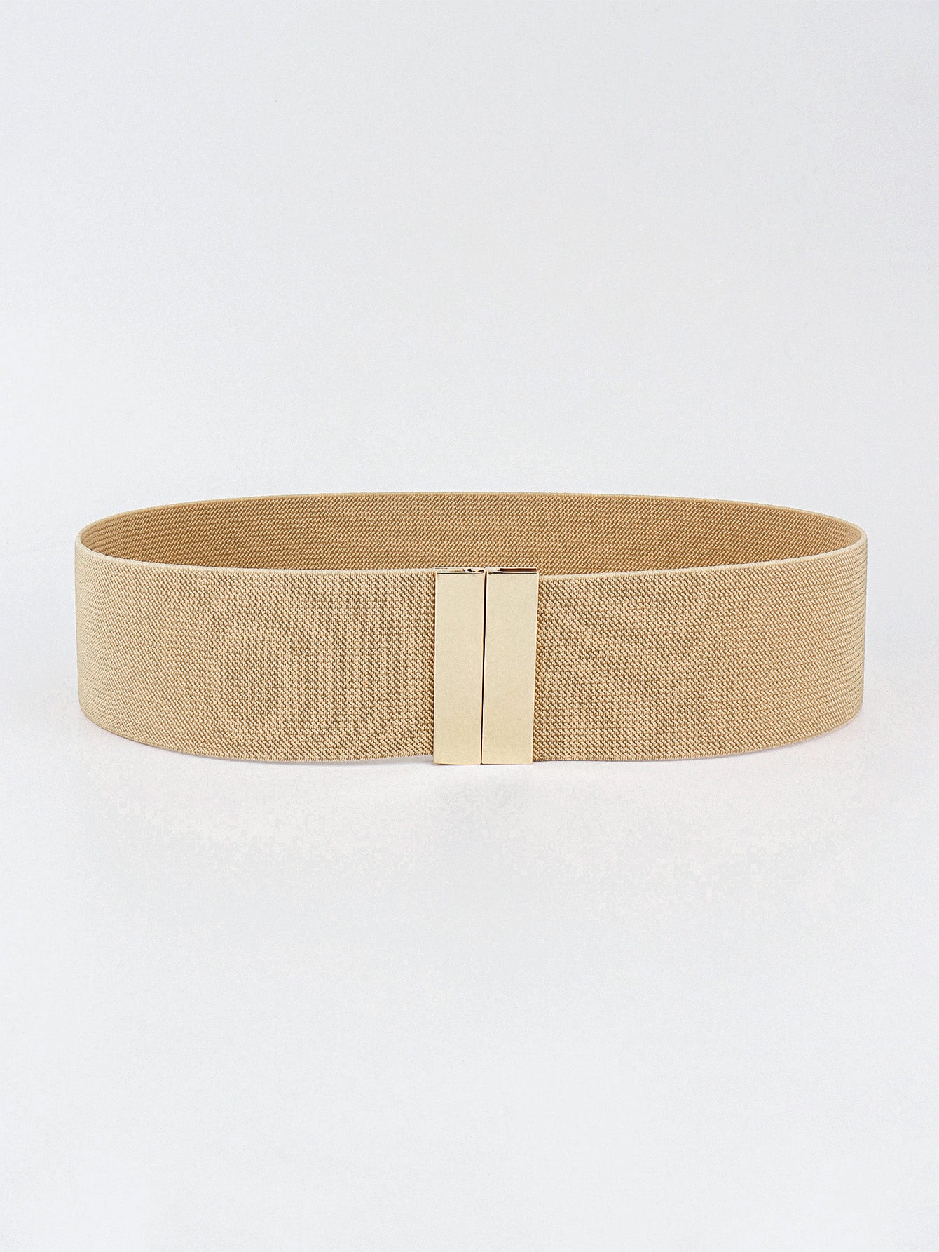 Beige belt with a gold buckle on a white background