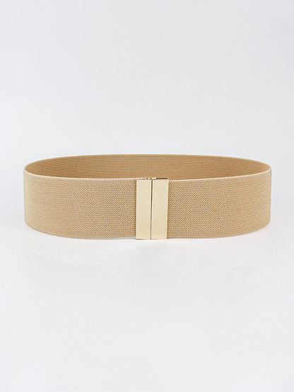 Beige belt with a gold buckle on a white background