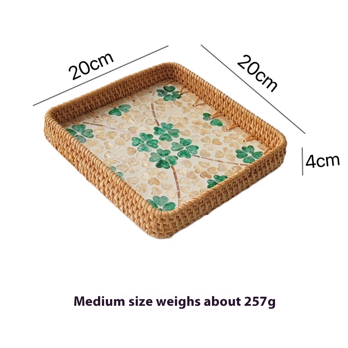 Rattan Mother of Pearl Rectangular Tray