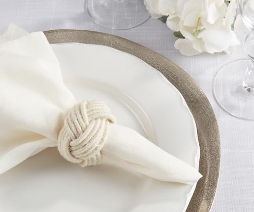 Fennco Styles Braided Jute Napkin Rings, Set of 4 Ivory Burlap Holders