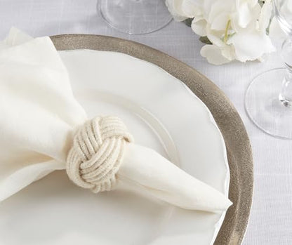 Fennco Styles Braided Jute Napkin Rings, Set of 4 Ivory Burlap Holders