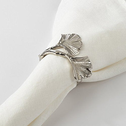 Ginko Design Napkin Ring Holders, 2 Colors, Set of 4