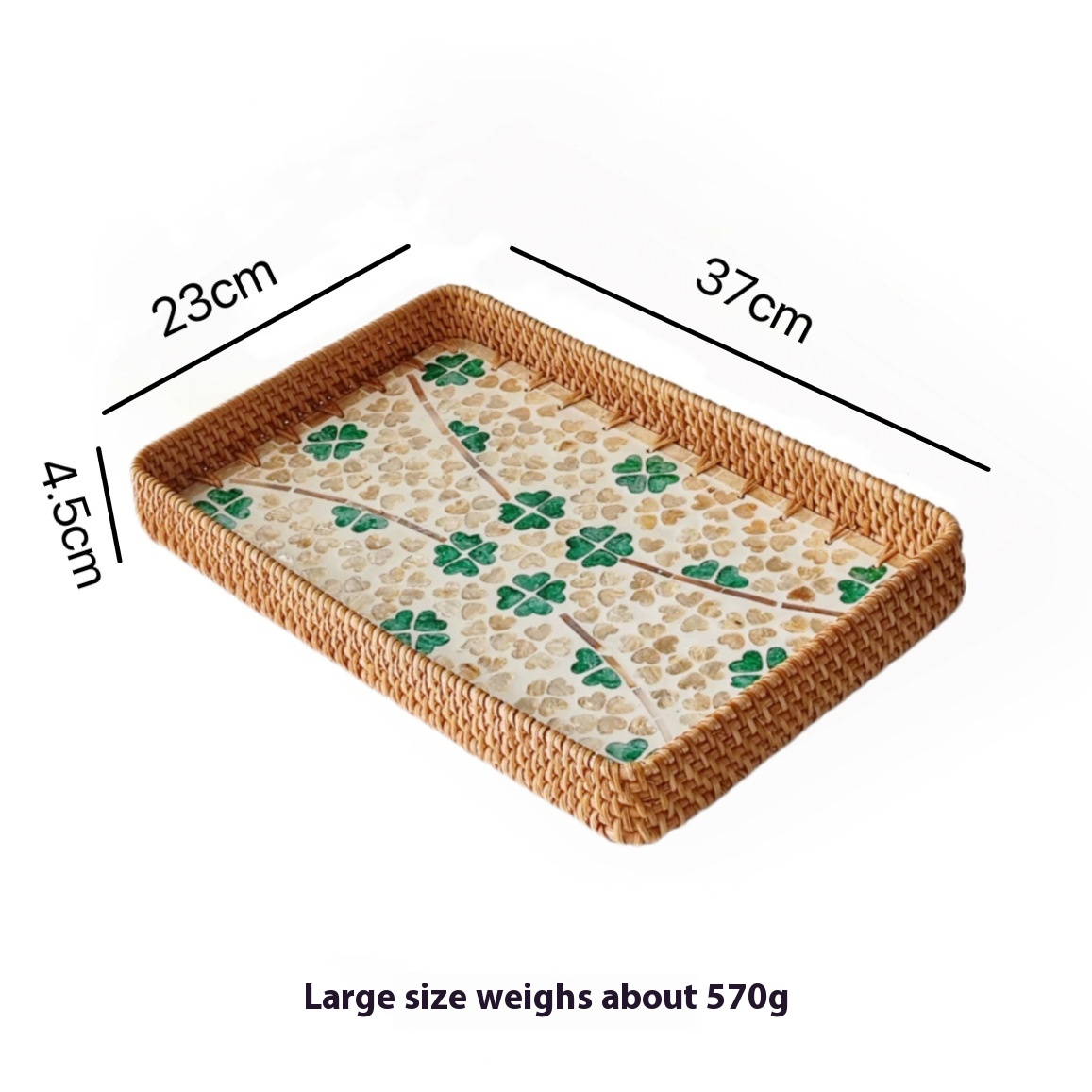 Rattan Mother of Pearl Rectangular Tray