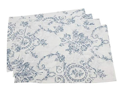 Fennco Styles Floral Story Indigo Pure Linen Table Linens