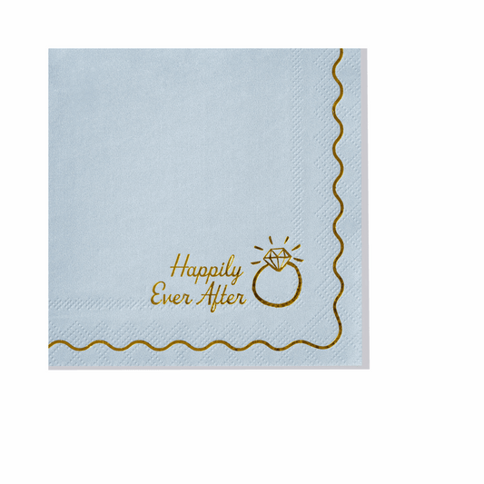Bridal shower or engagement party cocktail napkins with embossed "Happily Ever After".