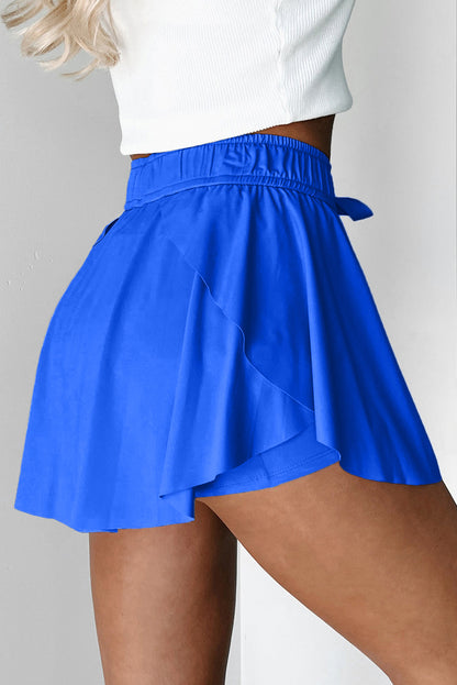 Drawstring Elastic Waistband Lined Tennis Skorts