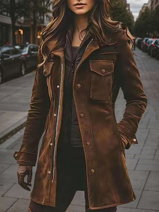 Women’s Vintage Style Long Winter Jacket – Warm Windproof Autumn Coat