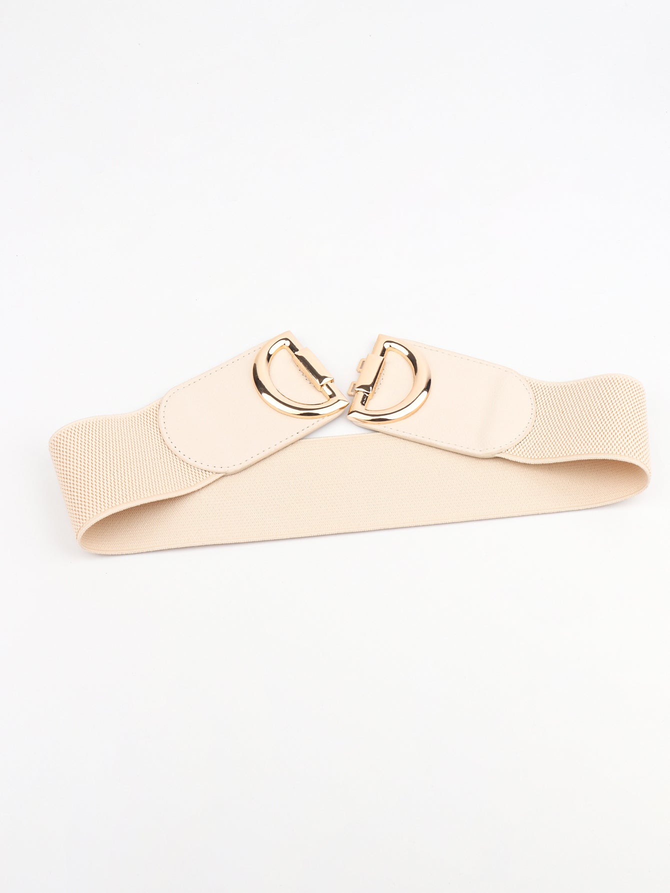 Beige belt with a gold buckle on a white background