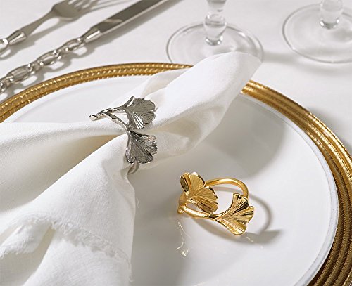 Ginko Design Napkin Ring Holders, 2 Colors, Set of 4