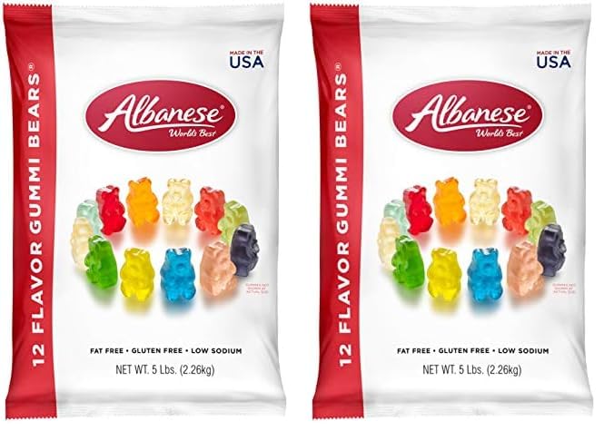 Albanese World's Best 12 Flavor Gummi Bears, 5lbs of Candy, Soft & Chewy Candy Snack, Fruity Flavor Assortment