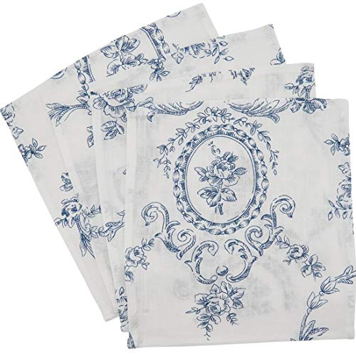 Fennco Styles Floral Story Indigo Pure Linen Table Linens