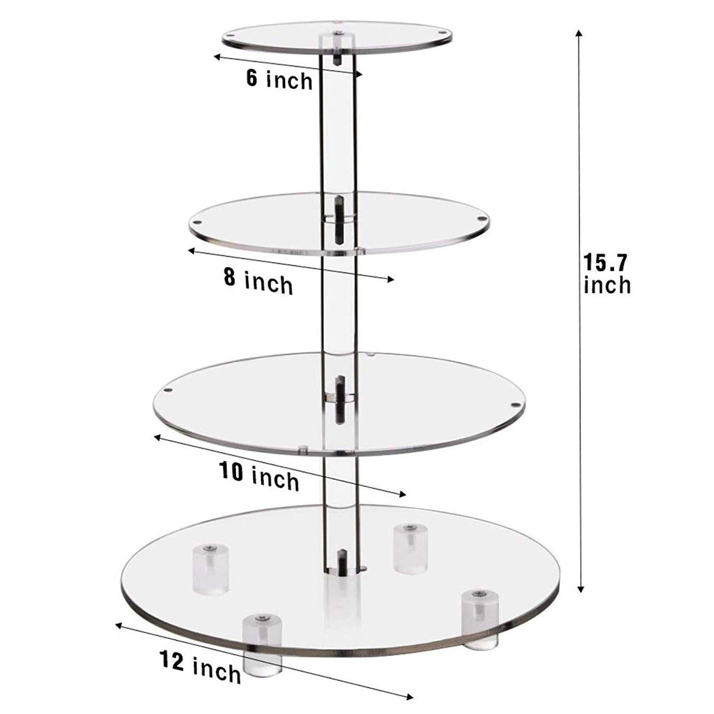 YestBuy 4 Tier Cupcake Stand Acrylic Tower Display with LED Light Premium Holder Dessert Tree Tower for Birthday Cady Bar Décor Weddings, Parties Events (Yellow Light)