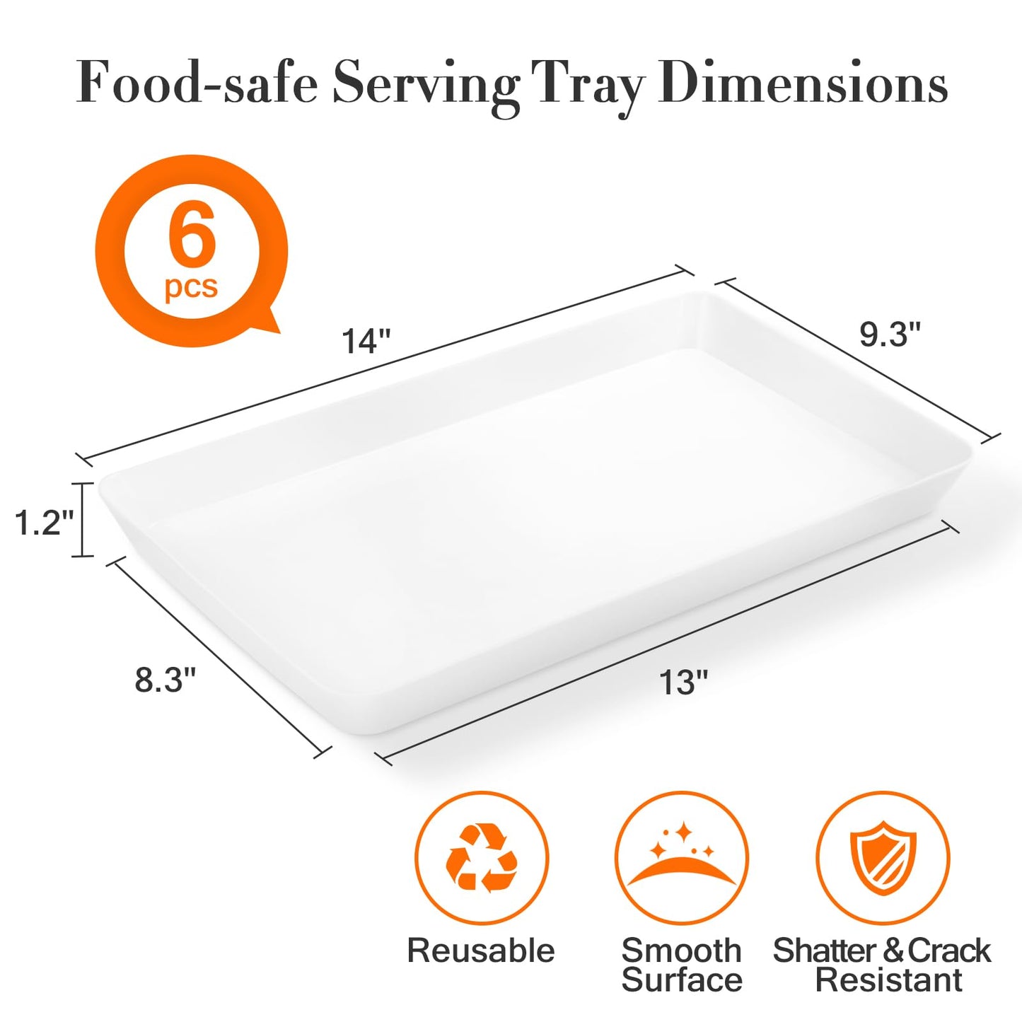 WOWBOX 4 pcs Serving Tray for Entertaining, Serving Platters for Snacks, Fruit, Cookies, Dessert, Reusable Plastic Trays for Serving Food and Pantry Organization in Kitchen & for Parties