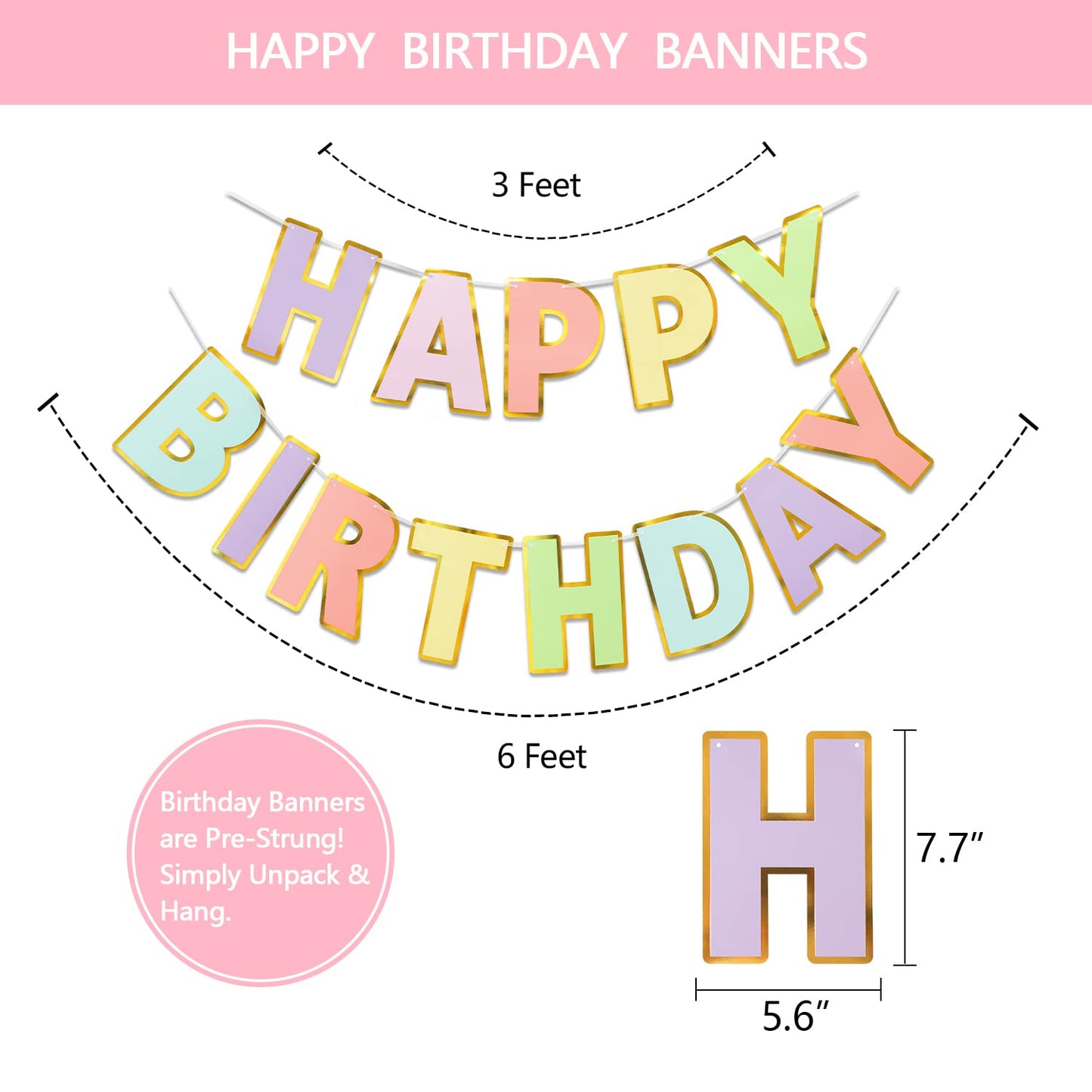 Macaron Birthday Decorations - Pack of 20 | Happy Birthday Banner, Tissue Paper, Swirls, Garland | Birthday Decorations for Women | Birthday Party Decorations | Happy Birthday Decorations