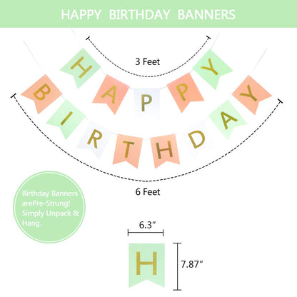 Macaron Birthday Decorations - Pack of 20 | Happy Birthday Banner, Tissue Paper, Swirls, Garland | Birthday Decorations for Women | Birthday Party Decorations | Happy Birthday Decorations